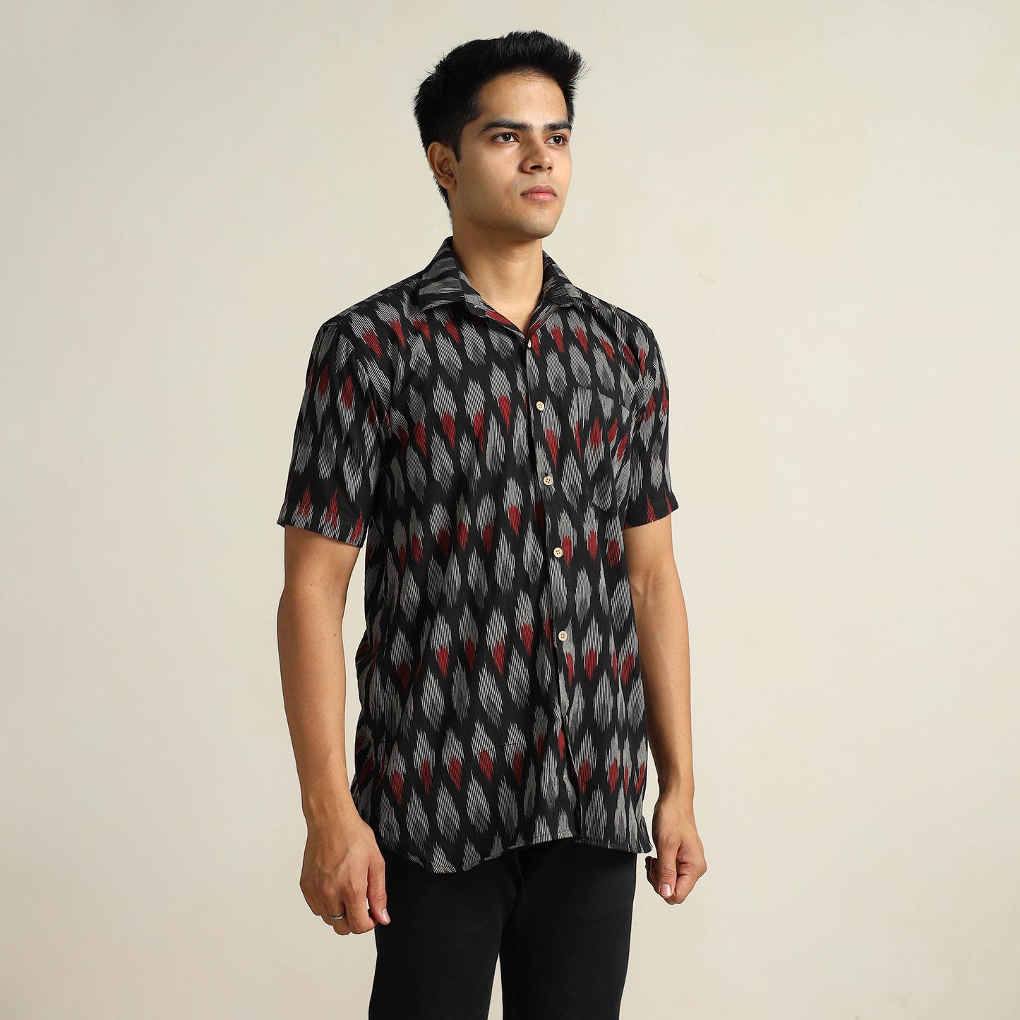 Buy Pochampally Ikat Weave Cotton Men Half Sleeve Shirt 08 Online at iTokri.com