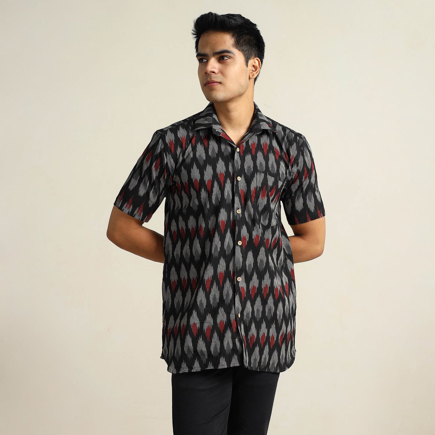 Buy Pochampally Ikat Weave Cotton Men Half Sleeve Shirt 08 Online at iTokri.com