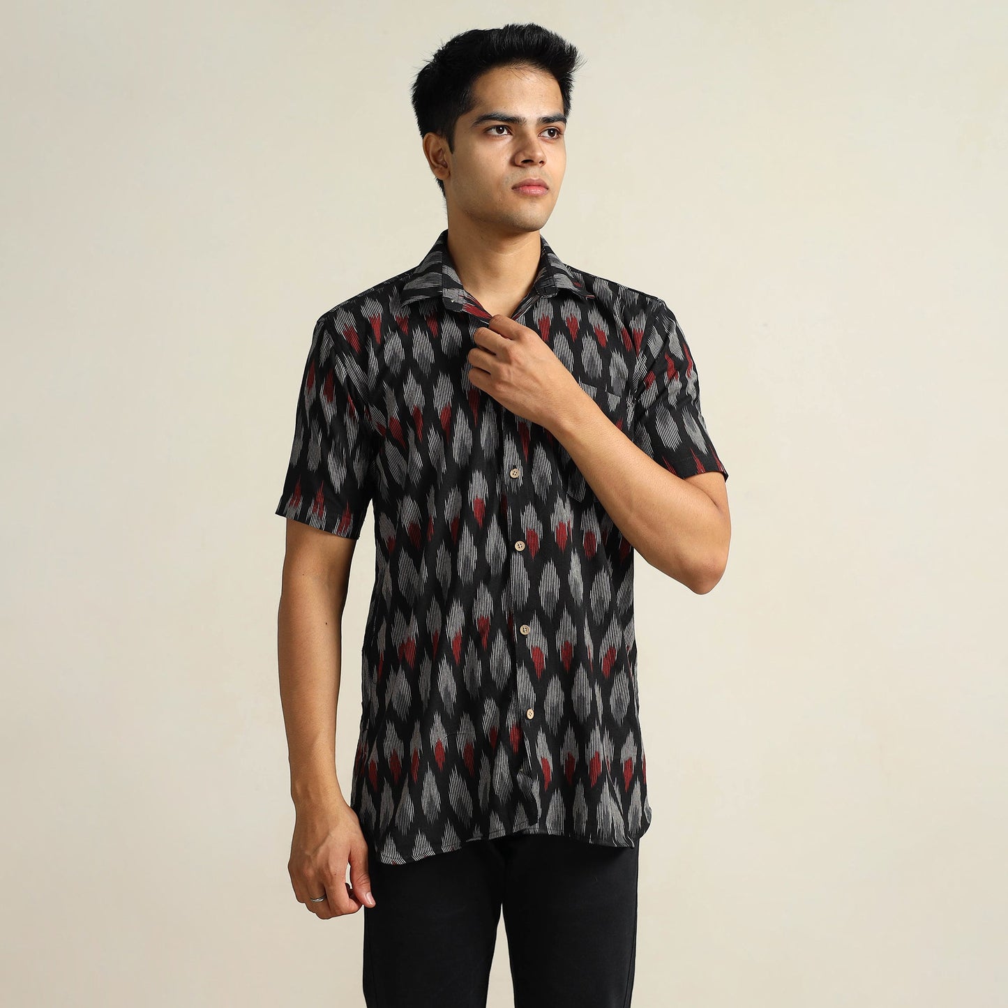Buy Pochampally Ikat Weave Cotton Men Half Sleeve Shirt 08 Online at iTokri.com