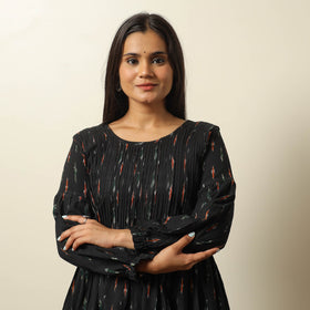 Buy Pochampally Ikat Weave Cotton Pintuck Flared Dress 03 Online l iTokri.com