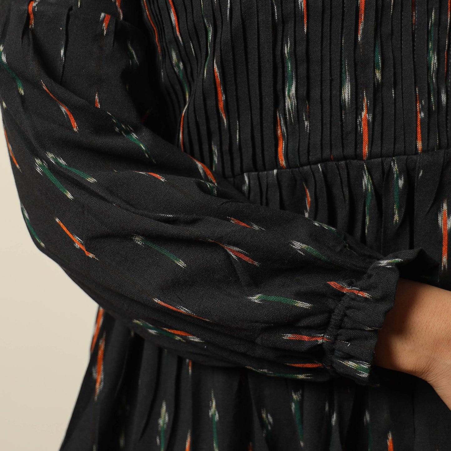 Buy Pochampally Ikat Weave Cotton Pintuck Flared Dress 03 Online l iTokri.com