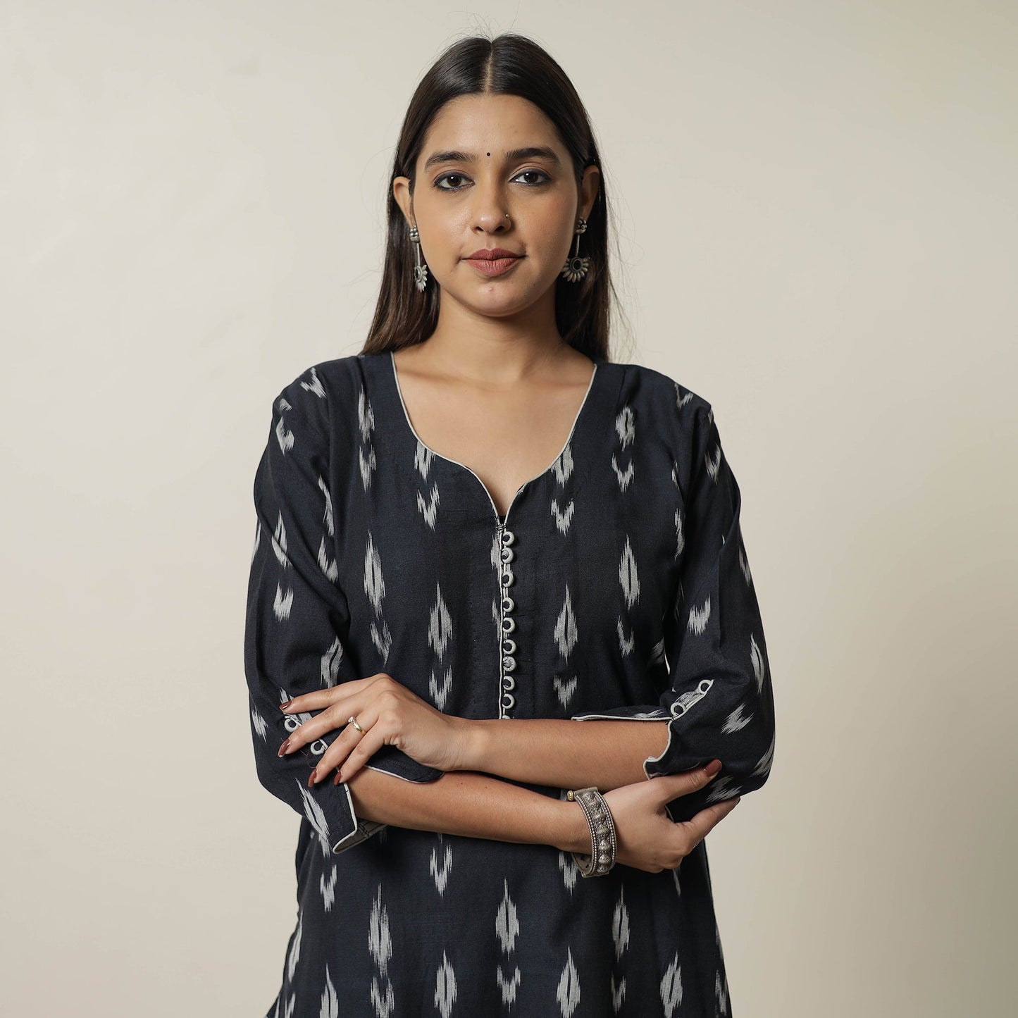  Pochampally Ikat Weave Cotton Straight Kurta 19 