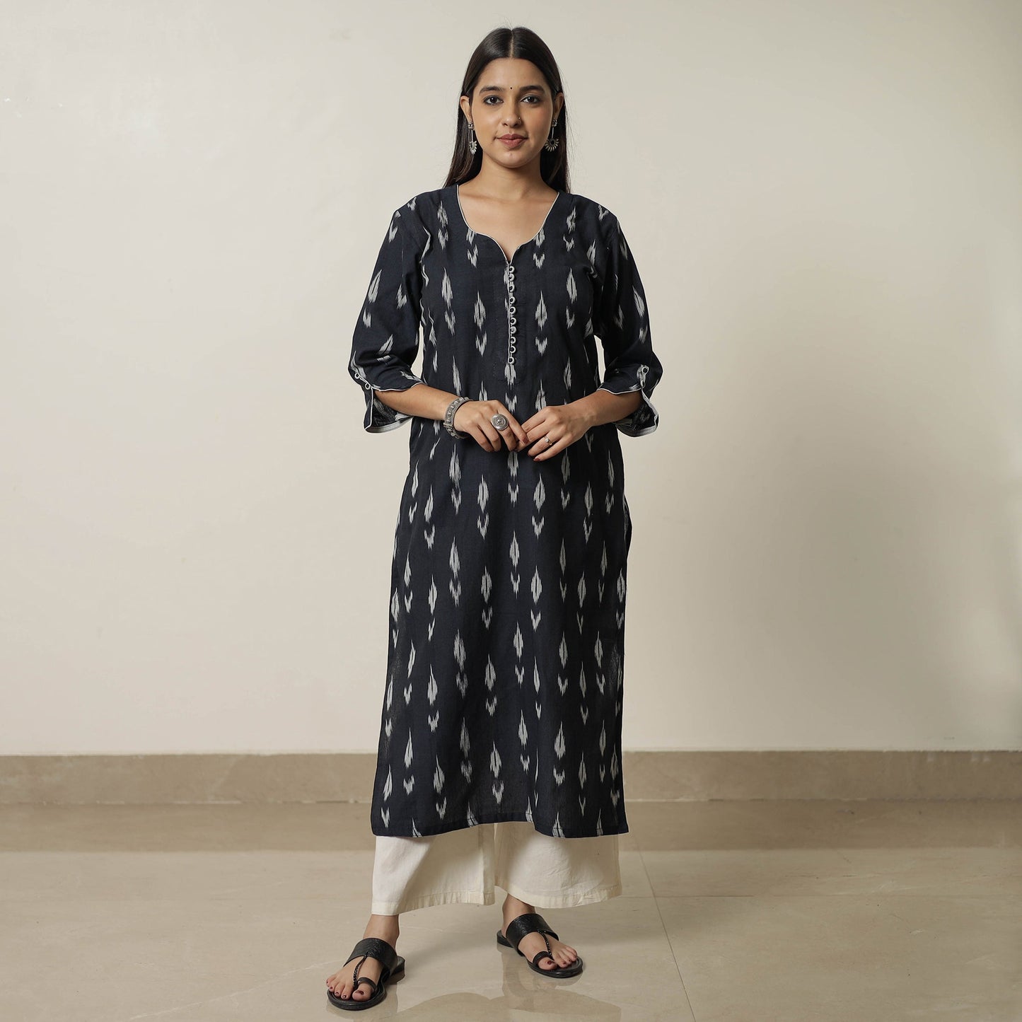  Pochampally Ikat Weave Cotton Straight Kurta 19 