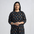 Black - pochampally ikat weave cotton straight kurta