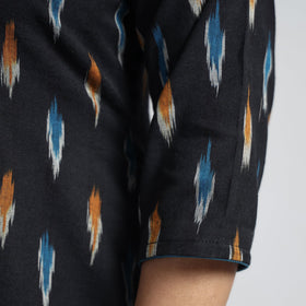 Black - pochampally ikat weave cotton straight kurta