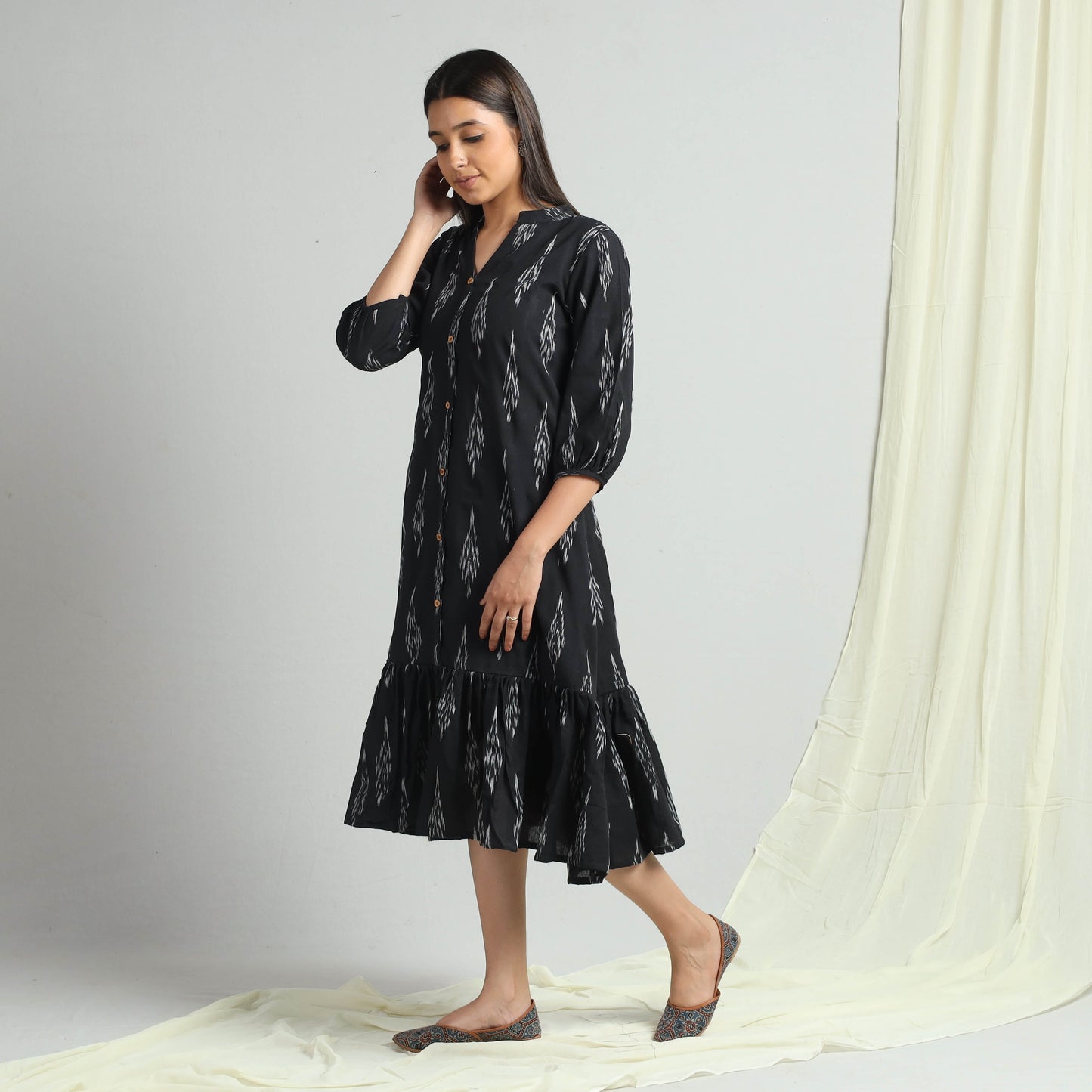 Buy Pochampally Ikat Weave Flare Cotton Dress Online l iTokri.com