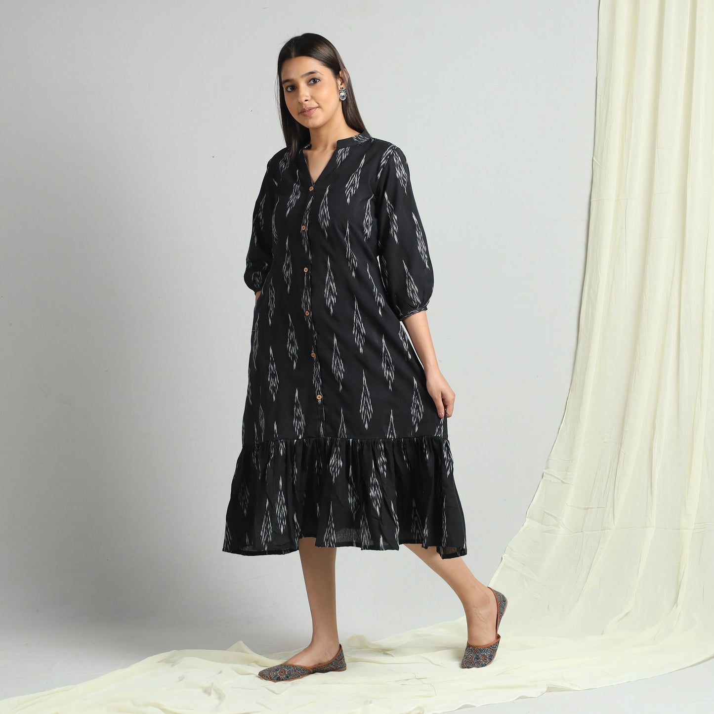 Buy Pochampally Ikat Weave Flare Cotton Dress Online l iTokri.com