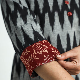  Pochampally Ikat Weave Modal Silk Patchwork Cotton Straight Kurta Online at iTokri.com