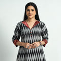 Pochampally Ikat Weave Modal Silk Patchwork Cotton Straight Kurta Online at iTokri.com