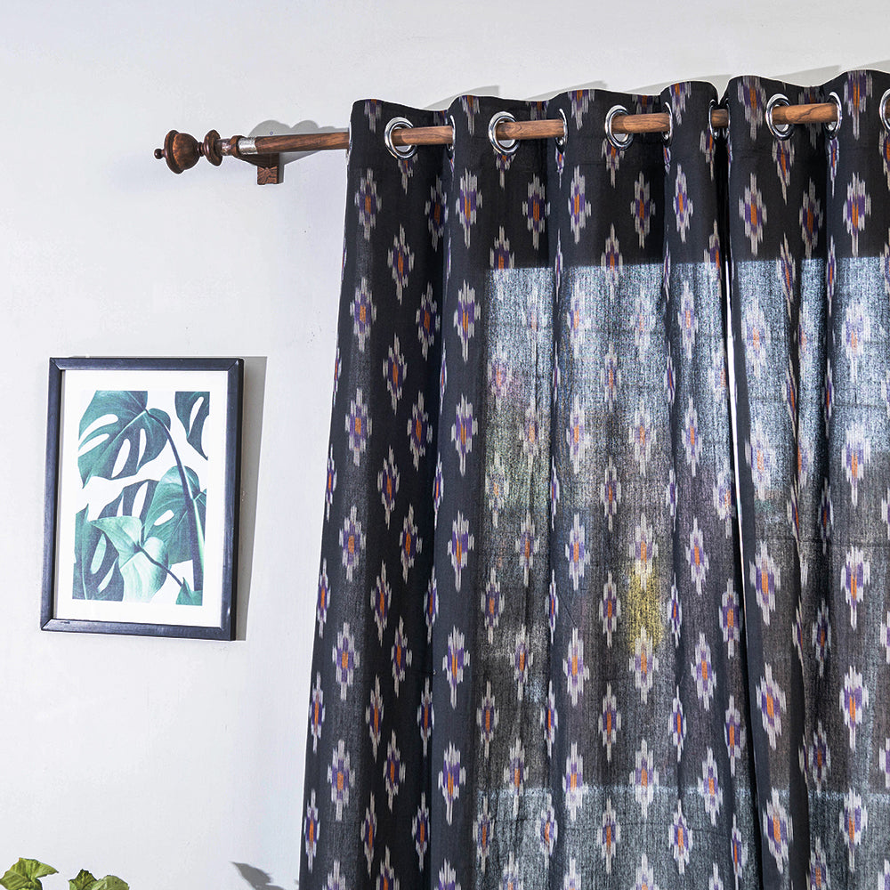 Black - pochampally ikat weave pure cotton fabric door