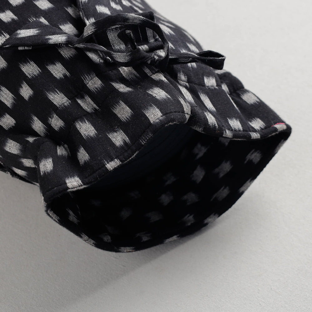 Black Pochampally Ikat Cotton Yoga Mat Bag 