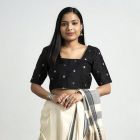 Buy Polka Dot Zari Buti Viscose Silk Stitched Blouse Online at iTokri.com