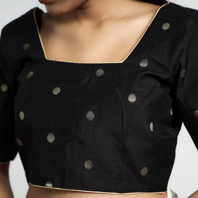 Buy Polka Dot Zari Buti Viscose Silk Stitched Blouse Online at iTokri.com