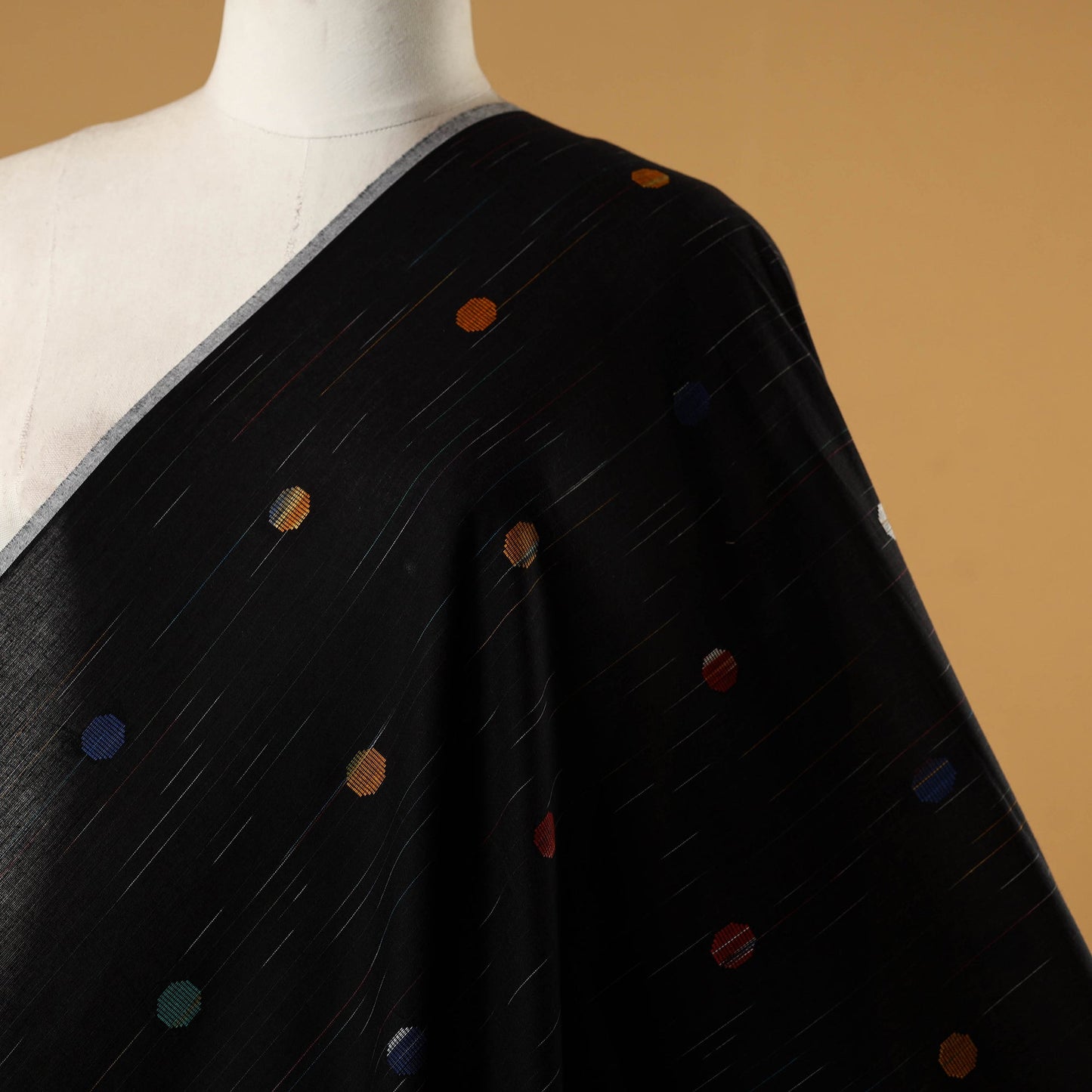 Black - prewashed cotton jacquard fabric 07 - handcrafted