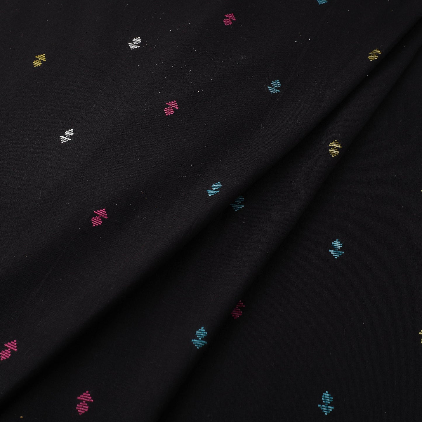 Black Prewashed Cotton Jacquard Fabric
