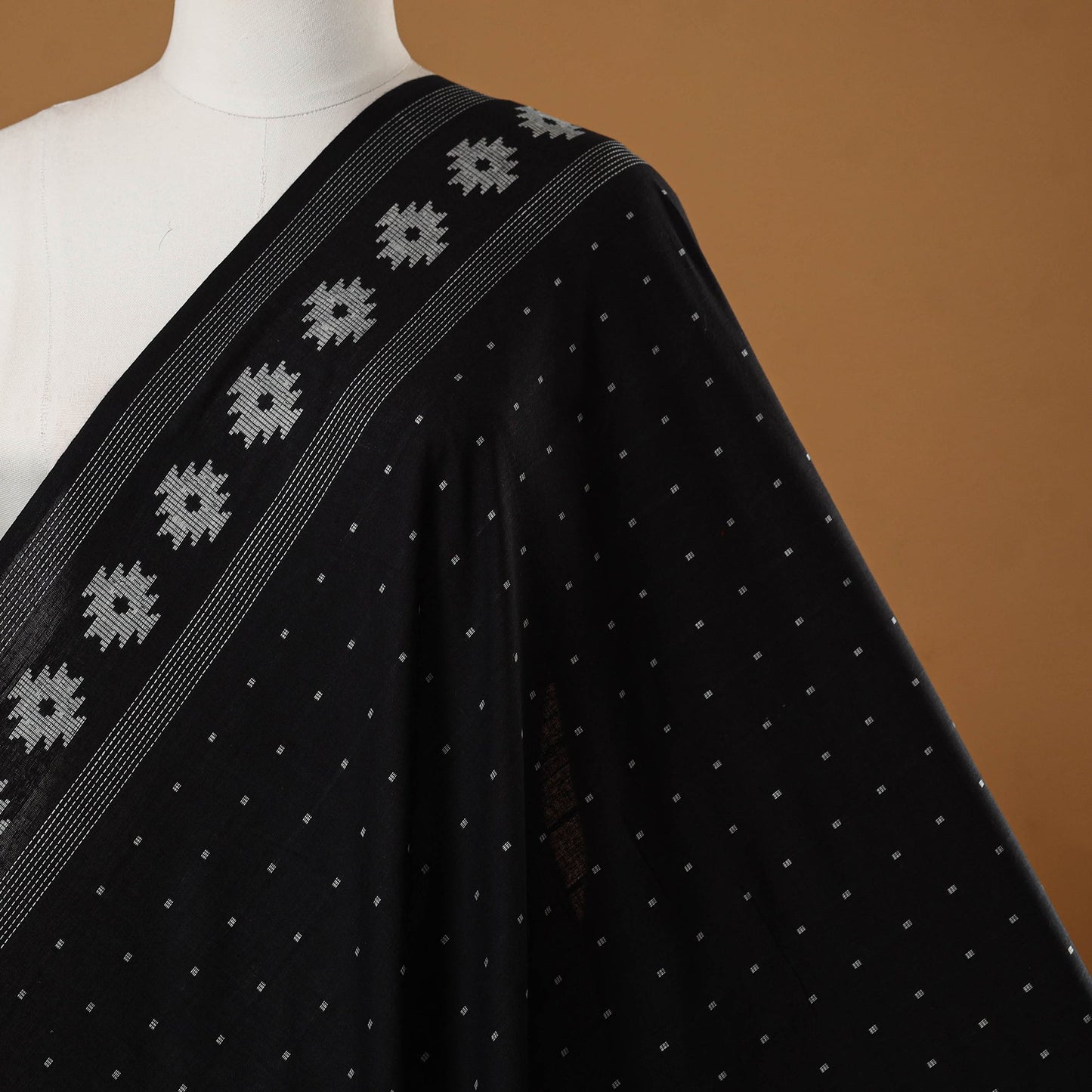 Black - prewashed cotton jacquard fabric 08 - handcrafted