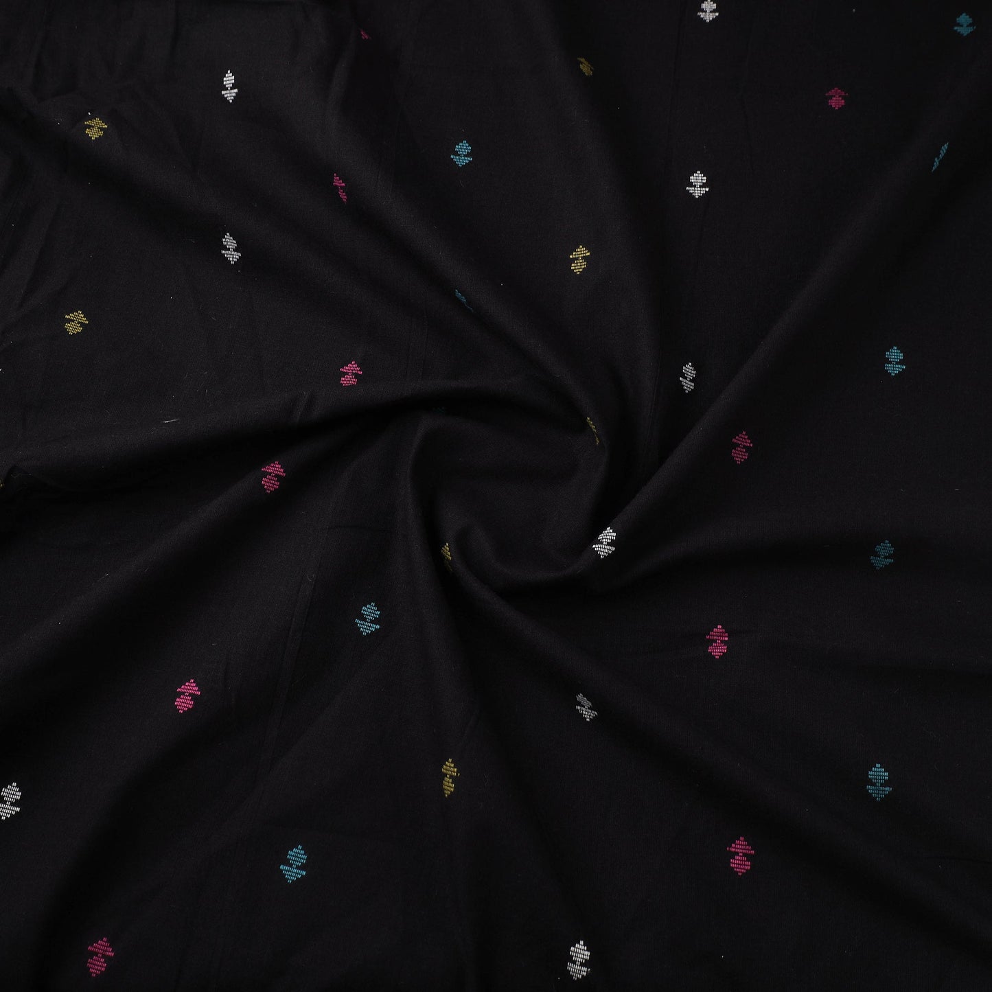 Black Prewashed Cotton Jacquard Fabric