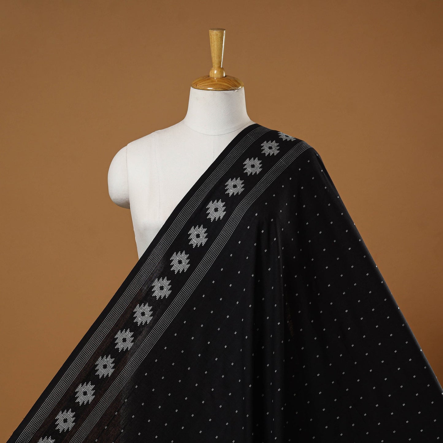 Black - prewashed cotton jacquard fabric 08 - handcrafted