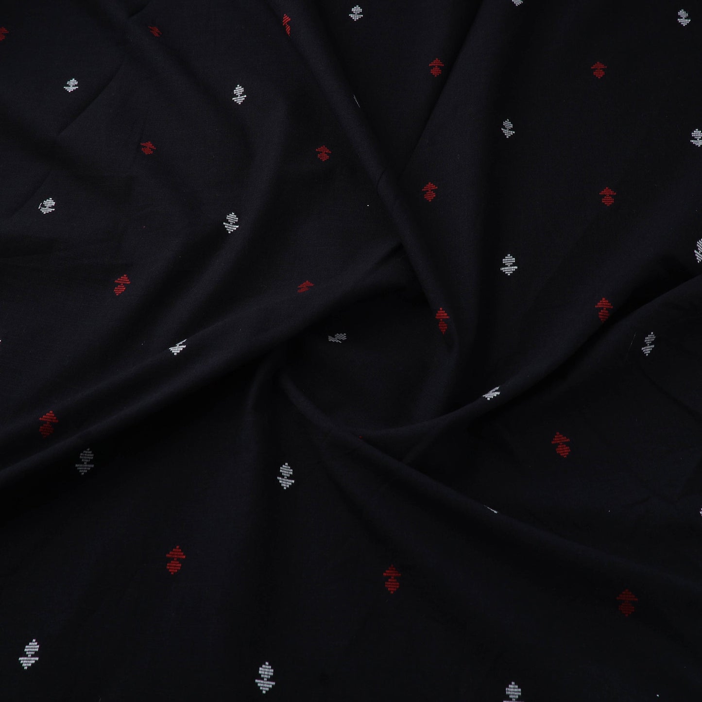 Black Prewashed Cotton Jacquard Fabric