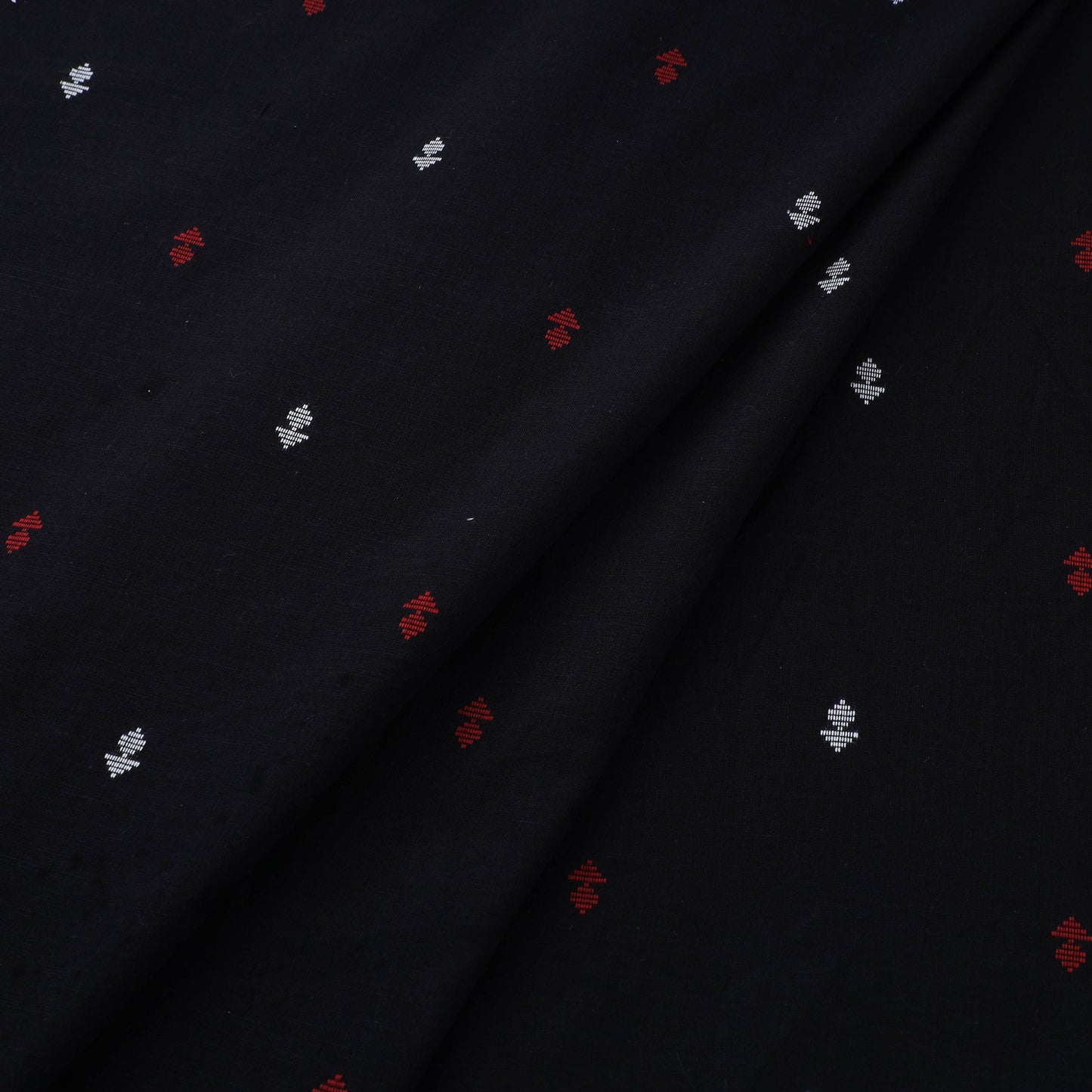 Black Prewashed Cotton Jacquard Fabric