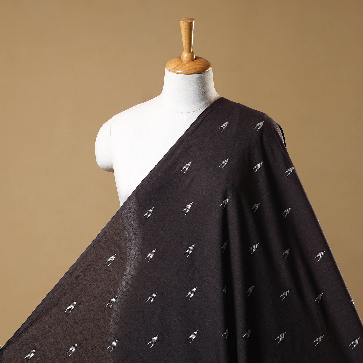 Black Prewashed Cotton Jacquard Fabric