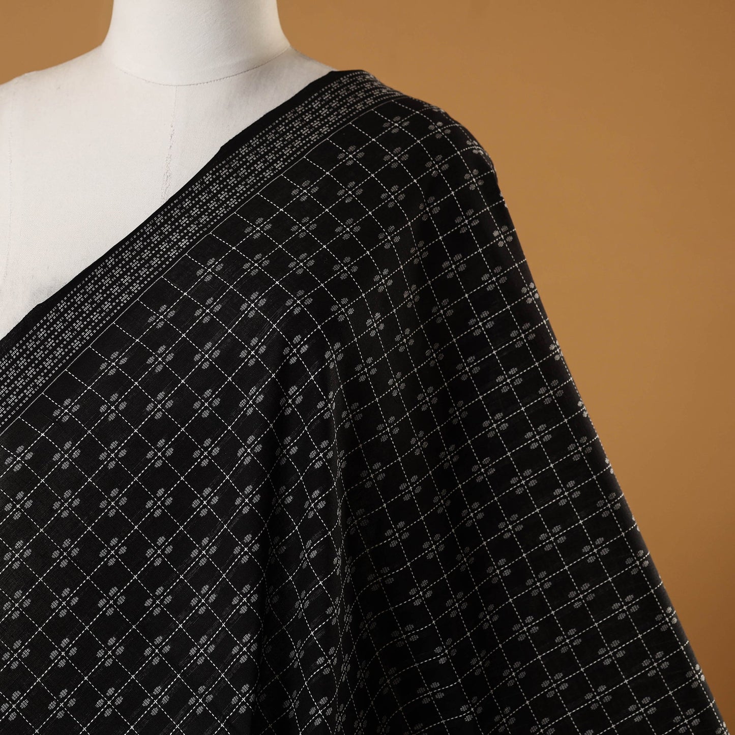 Black - prewashed cotton jacquard fabric 36 - handcrafted