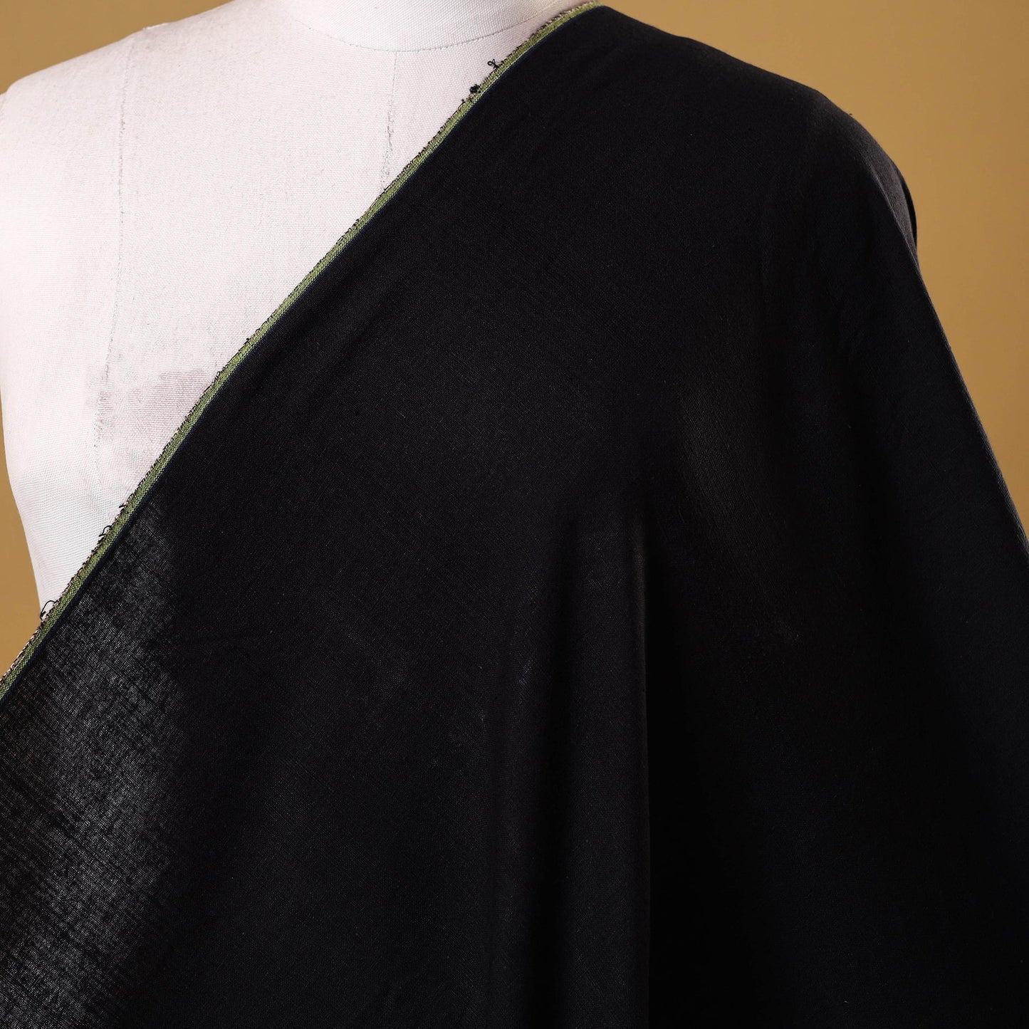 Black - prewashed fine cotton handloom fabric 12