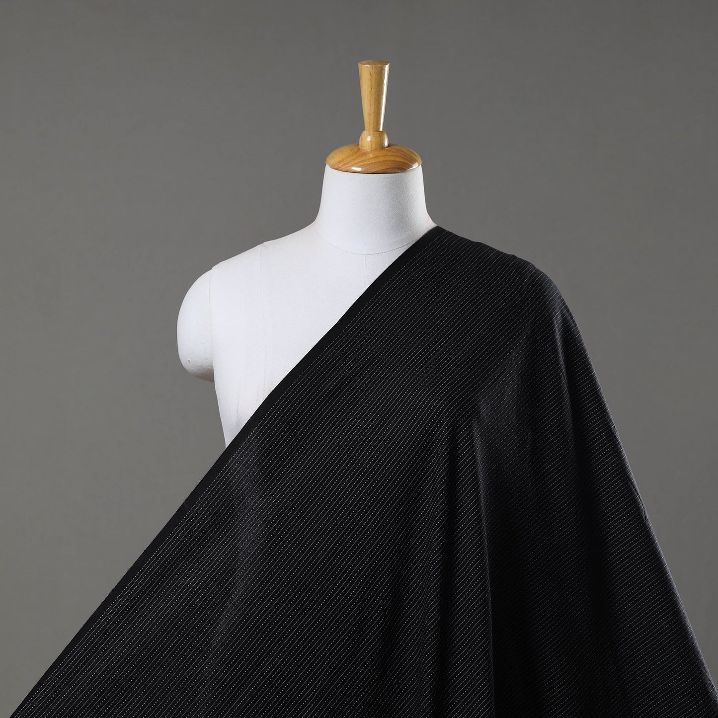 Black Prewashed Running Stitch Cotton Plain Fabric