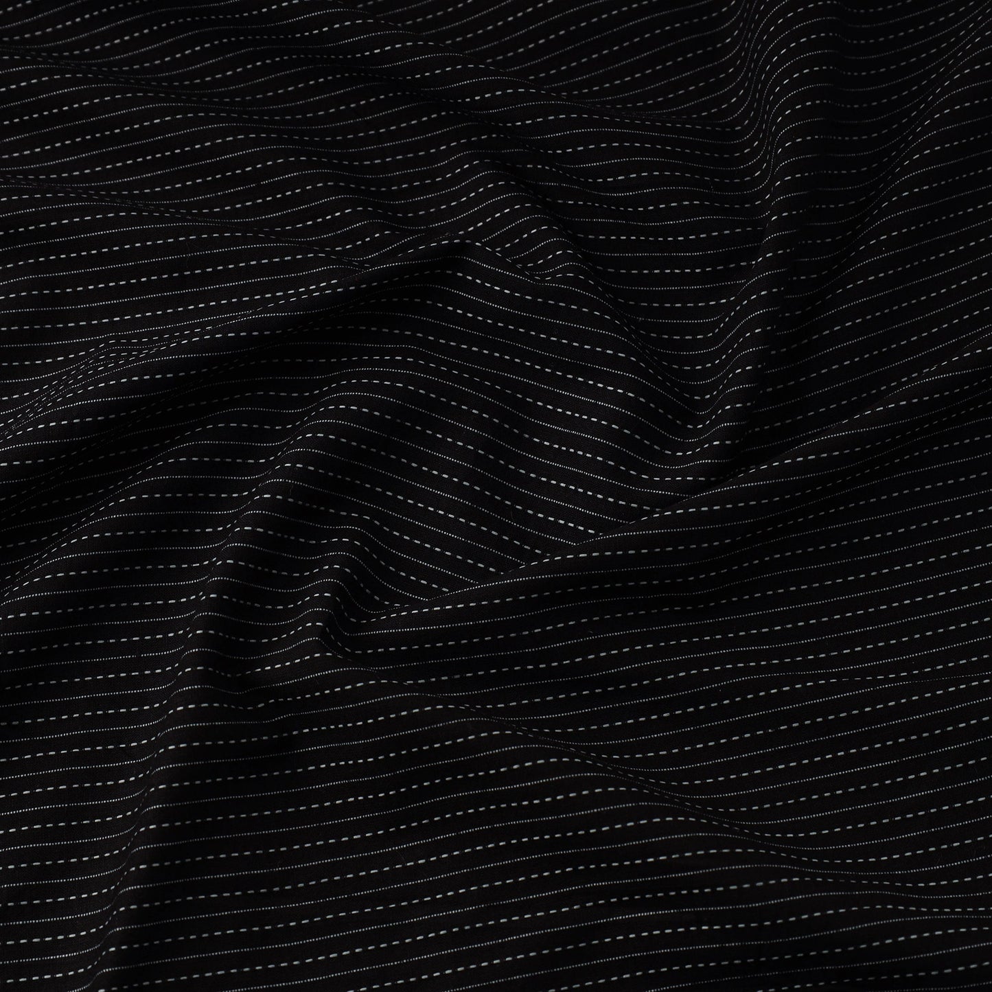 Black Prewashed Running Stitch Cotton Plain Fabric
