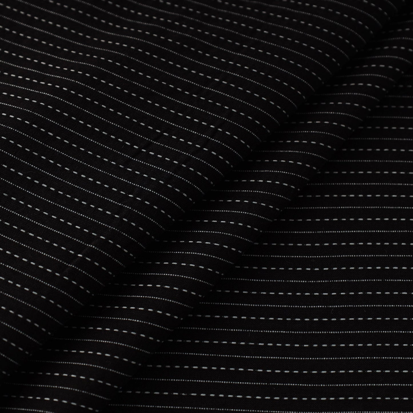 Black Prewashed Running Stitch Cotton Plain Fabric