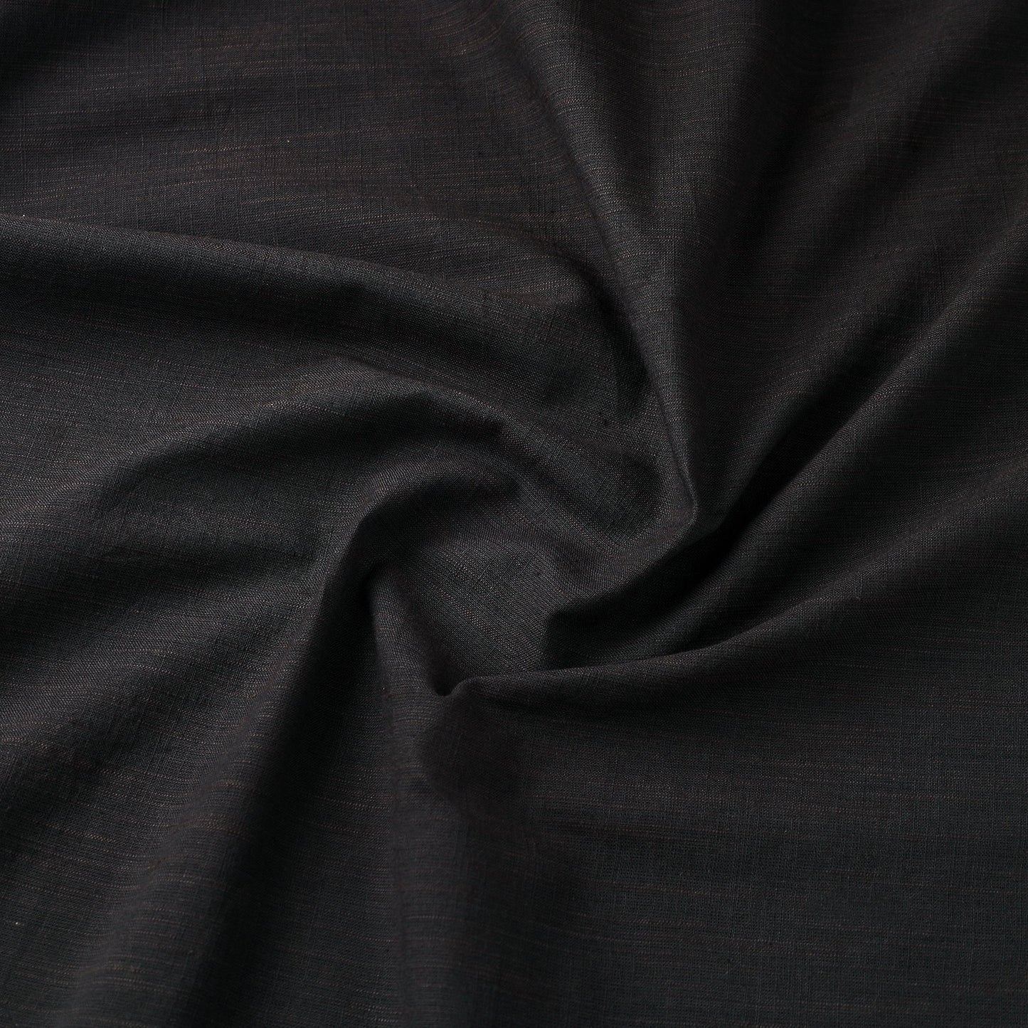 Black Prewashed Slub Cotton Plain Fabric