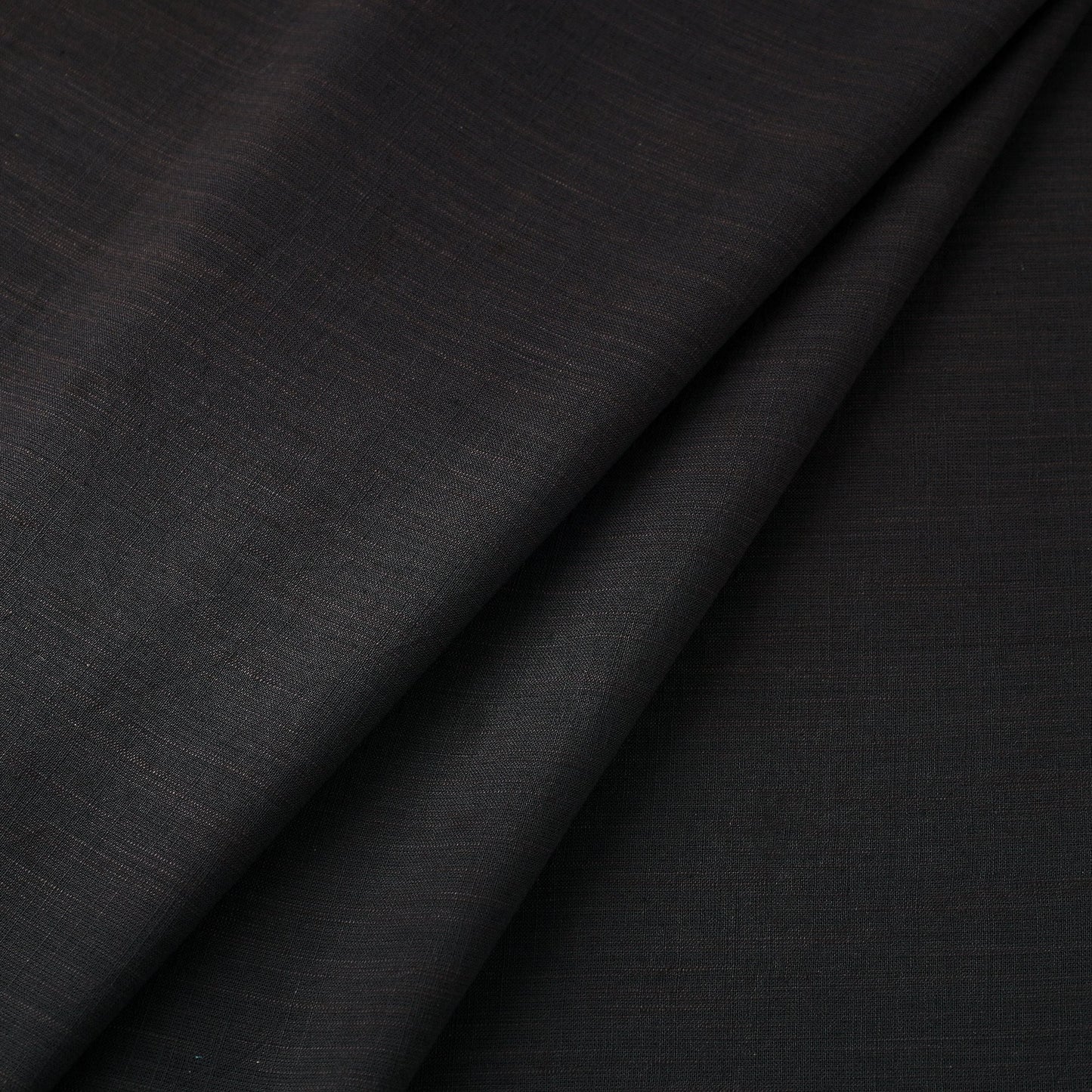 Black Prewashed Slub Cotton Plain Fabric