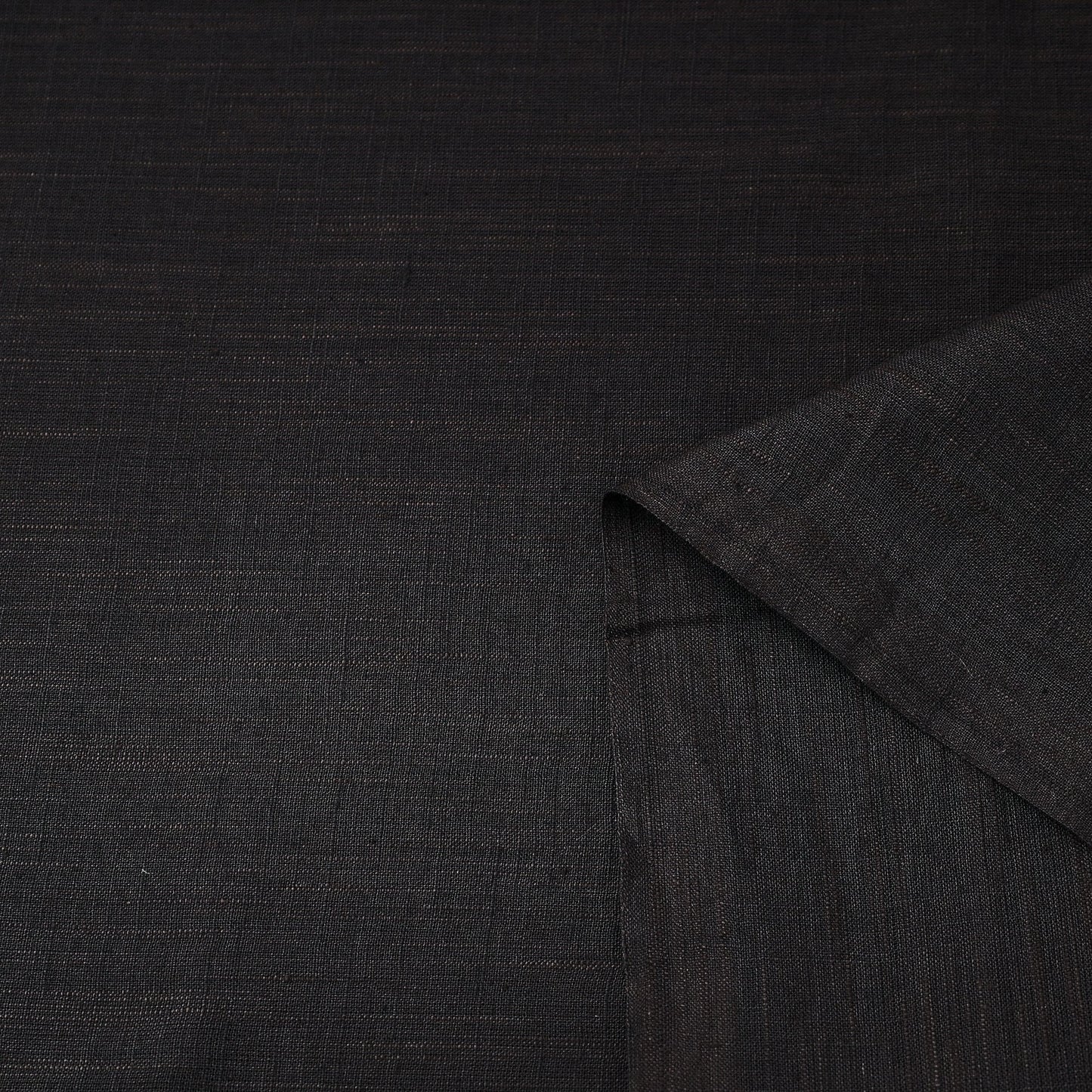 Black Prewashed Slub Cotton Plain Fabric