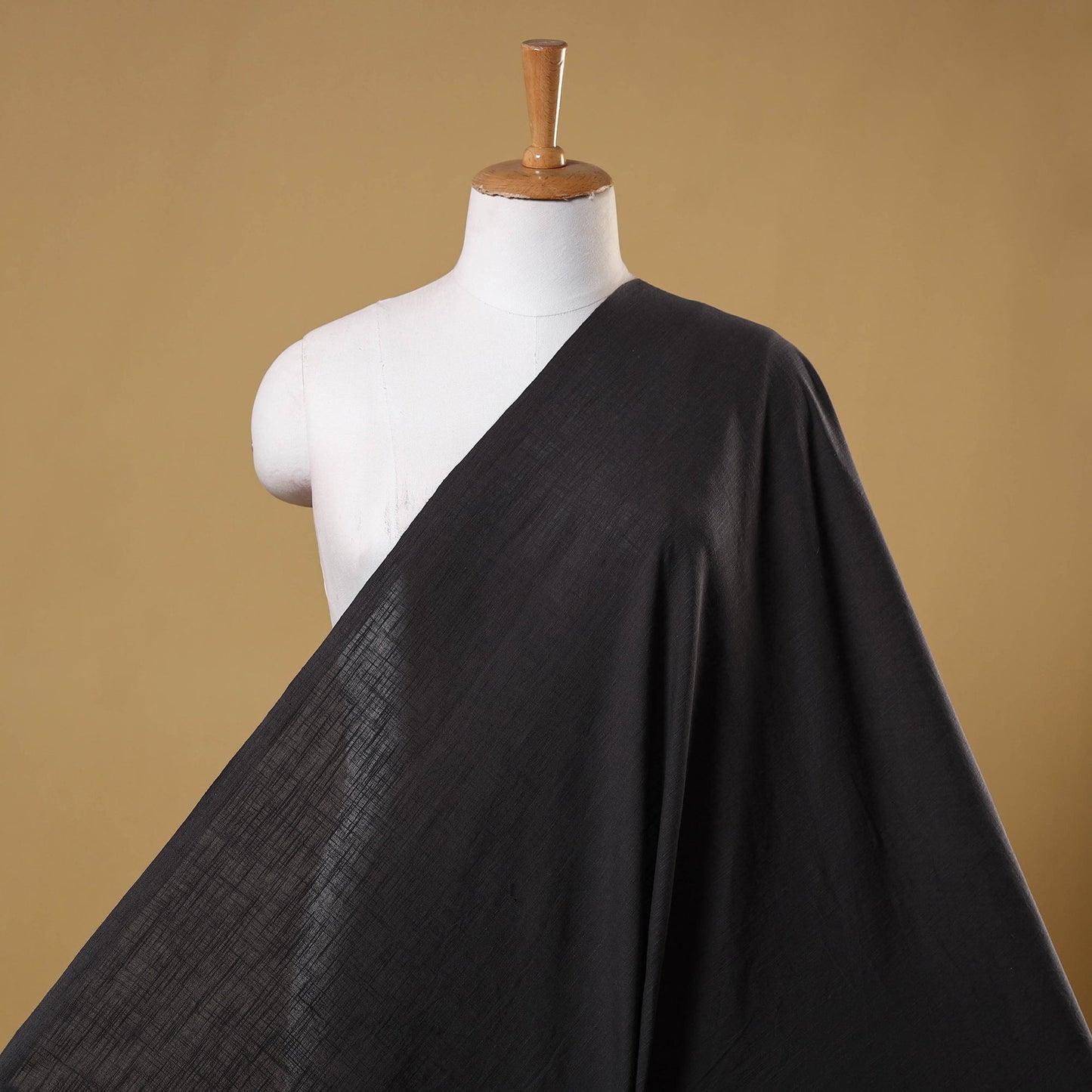 Black Prewashed Slub Cotton Plain Fabric