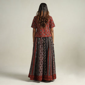  Ajrakh Block Printed 24 Kali Patchwork Cotton Long Skirt 08 