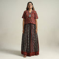  Ajrakh Block Printed 24 Kali Patchwork Cotton Long Skirt 08 