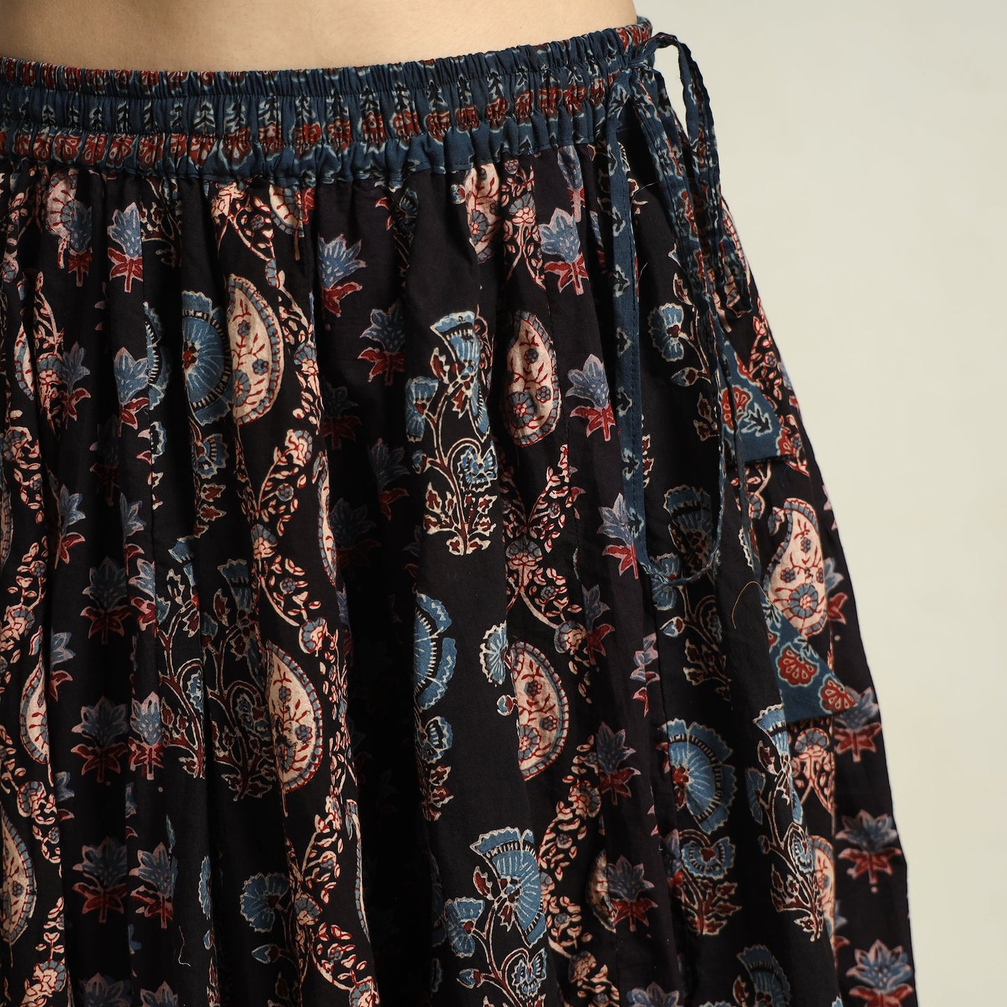 Black - printed 24 kali patchwork cotton long skirt 11