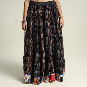 Black - printed 24 kali patchwork cotton long skirt 11