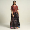 Black - printed 24 kali patchwork cotton long skirt 11