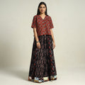 Black - printed 24 kali patchwork cotton long skirt 16