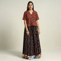 Black - printed 24 kali patchwork cotton long skirt 29
