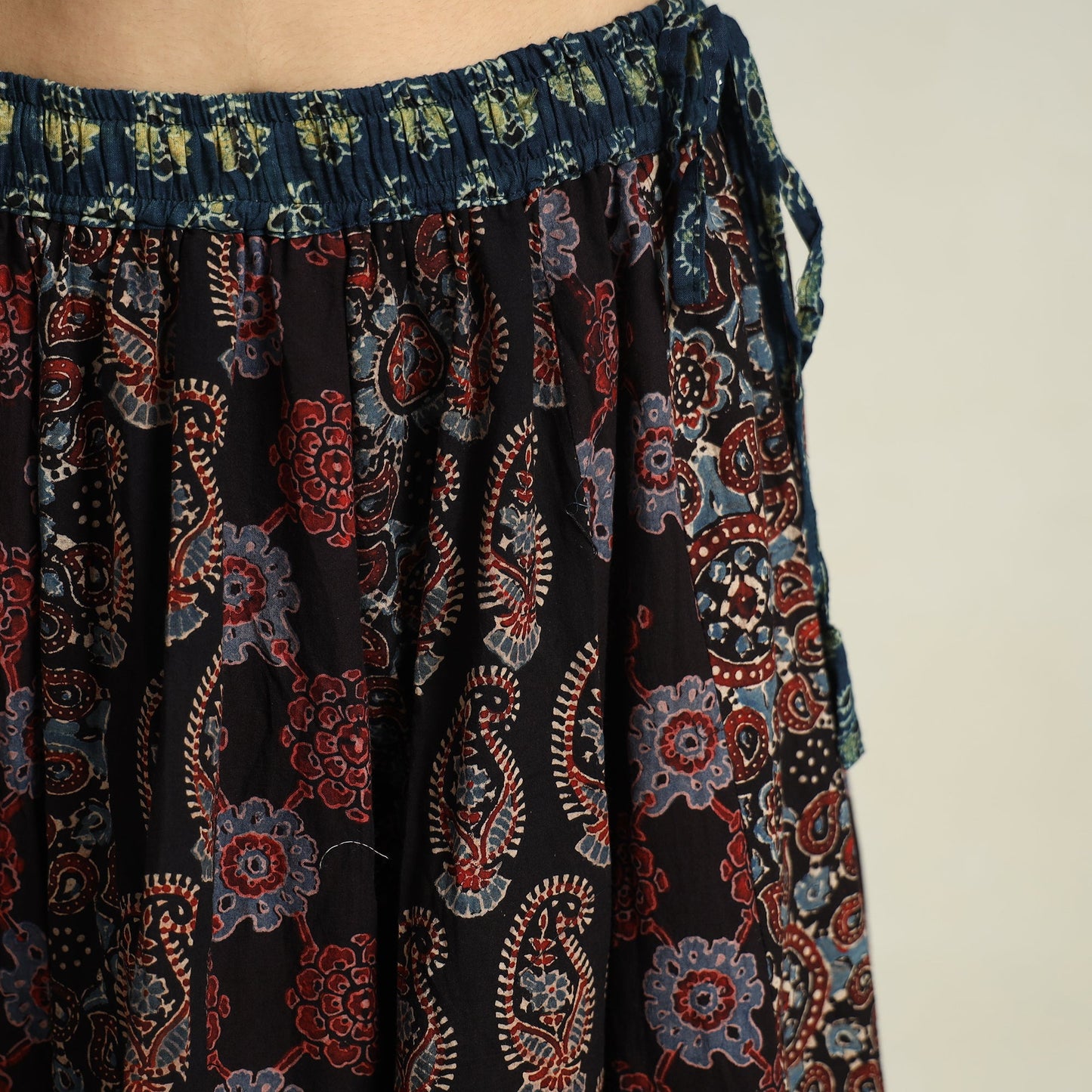 Black - printed 24 kali patchwork cotton long skirt 29