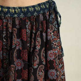 Black - printed 24 kali patchwork cotton long skirt 29