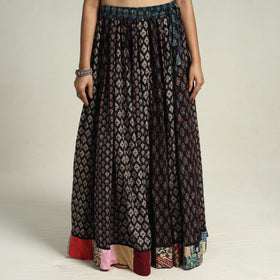 Black - printed 24 kali patchwork cotton long skirt 41