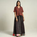 Black - printed 24 kali patchwork cotton long skirt 41