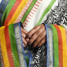  Black Block Printed Chanderi Silk Bagru Dupatta 