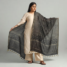  Block Printed Chanderi Silk Handloom Ajrakh Dupatta