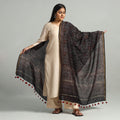 Black - Block Printed Chanderi Silk Handloom Ajrakh Dupatta 27