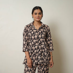  Black Block Print Cotton Bagru Co-Ord Set 