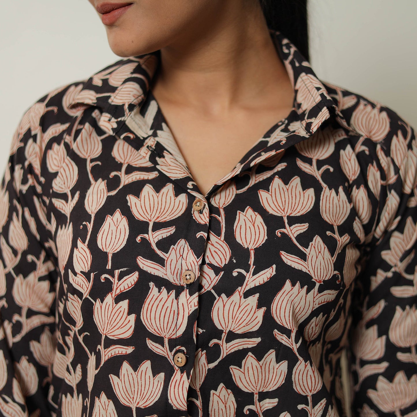  Black Block Print Cotton Bagru Co-Ord Set 